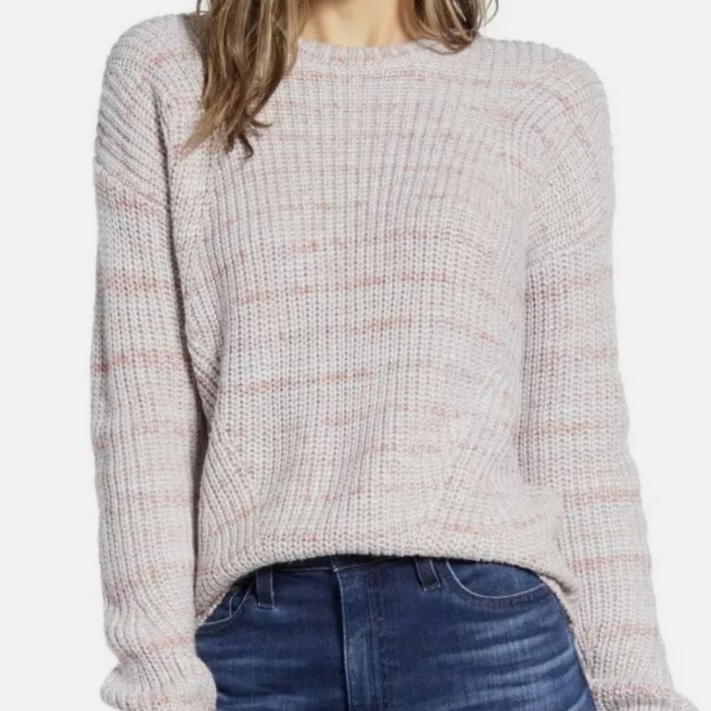 Lucky Brand pinkish striped crew neck sweater S